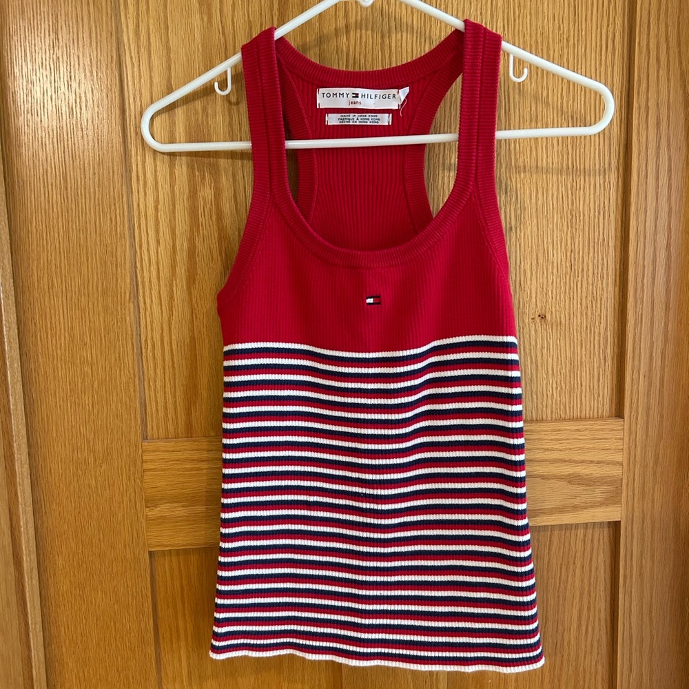 Y2K Vintage Tommy Hilfiger Ribbed Women’s Racerback Tank Top‎ S